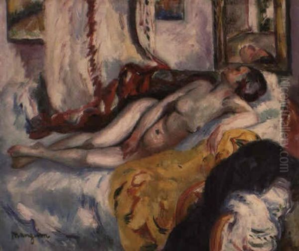 Nu Dormant Oil Painting by Henri Charles Manguin