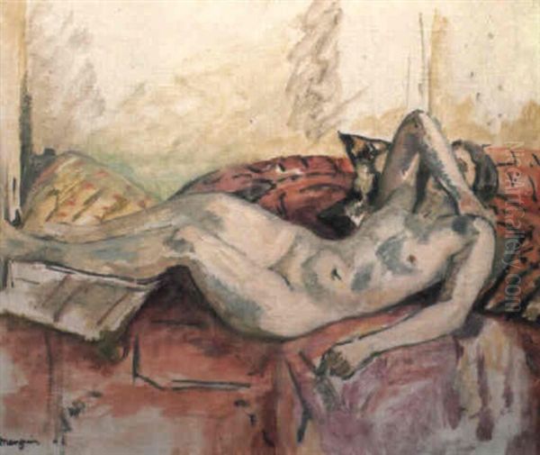 Nu Couche Au Coussin Rouge Oil Painting by Henri Charles Manguin