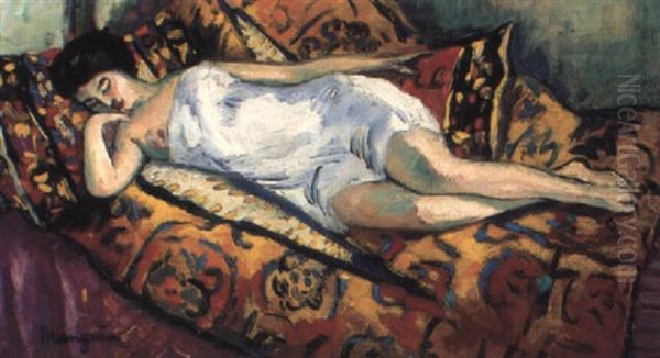 Demi-nu Etendu Sur Un Sofa, 1906 Oil Painting by Henri Charles Manguin