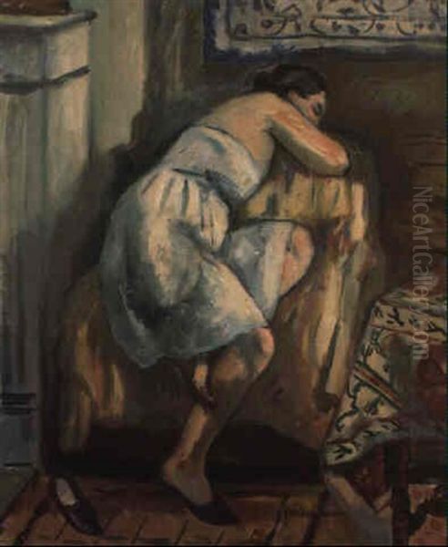 Jeanne Dormant Dans Un Fauteuil Oil Painting by Henri Charles Manguin