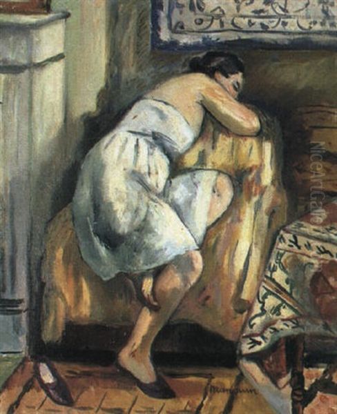 Jeanne Dormant Dans Un Fauteuil Oil Painting by Henri Charles Manguin