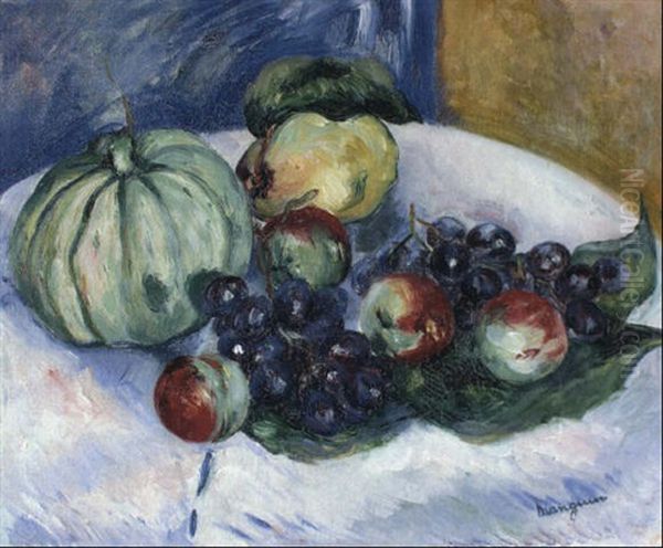 Peches, Raisins Et Melon Oil Painting by Henri Charles Manguin