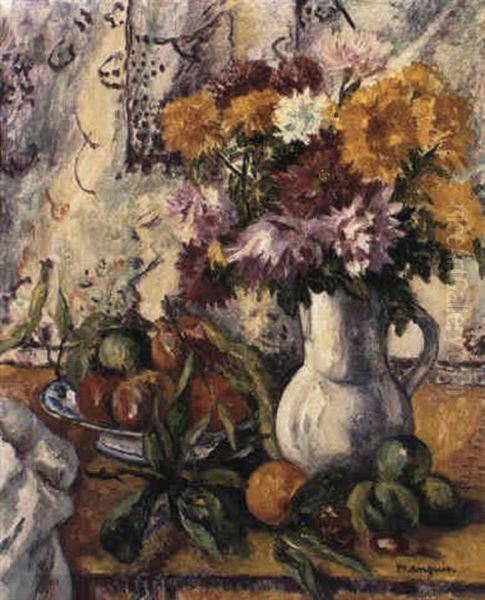 Chrysanthemes Et Fruits Oil Painting by Henri Charles Manguin