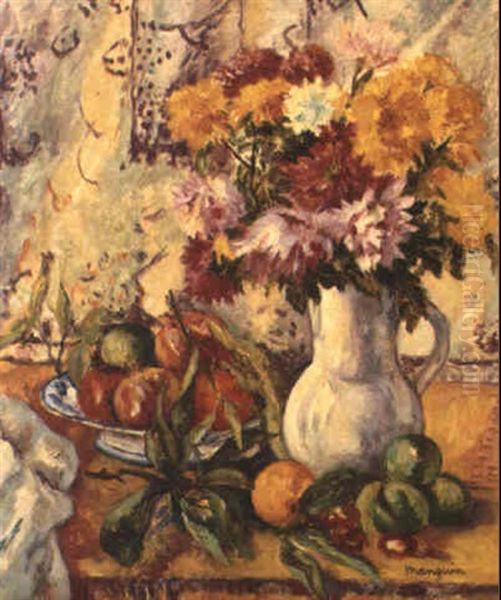 Still Life With Flowers And Fruit Oil Painting by Henri Charles Manguin