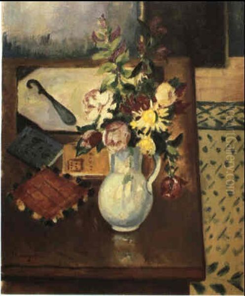 Coin De Table , Fleurs Roses Oil Painting by Henri Charles Manguin