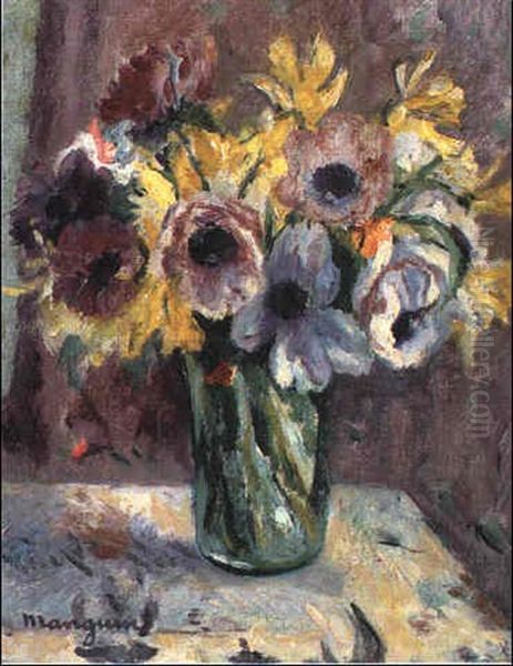 Anemones Oil Painting by Henri Charles Manguin