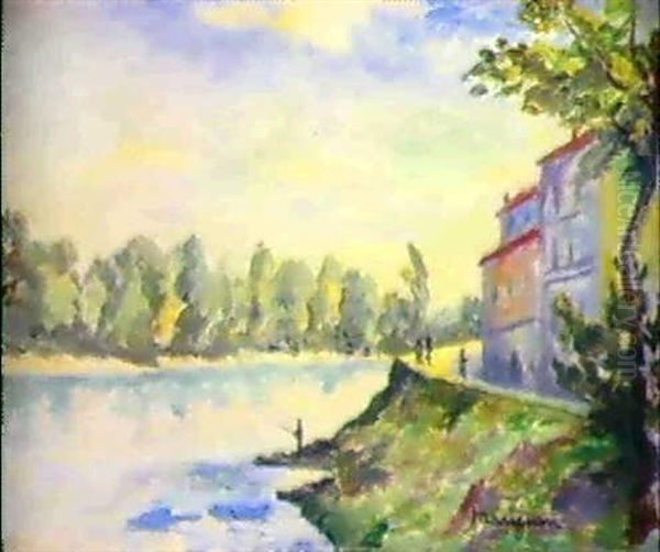 Les Bords Du Rhone A Tain Tournon Oil Painting by Henri Charles Manguin