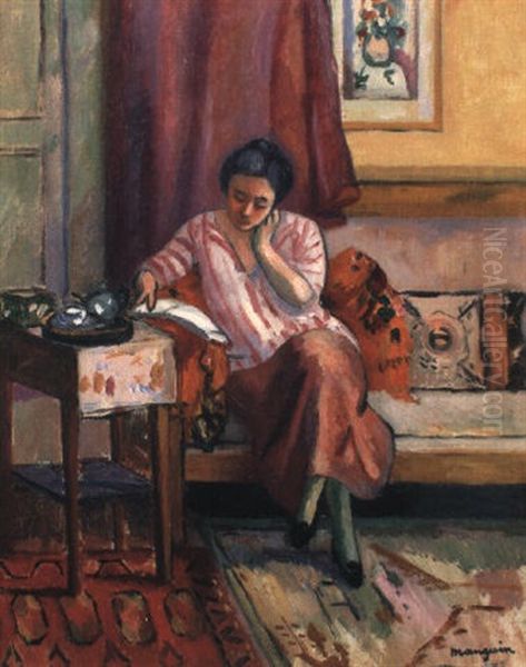 Jeanne A La Jupe Rouge Oil Painting by Henri Charles Manguin