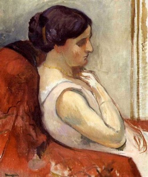 Jeanne De Profil Oil Painting by Henri Charles Manguin