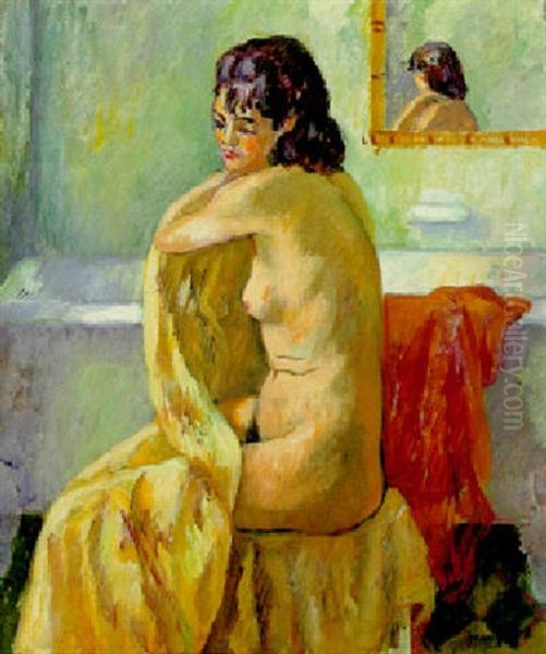 Nu Assis De Profil Oil Painting by Henri Charles Manguin