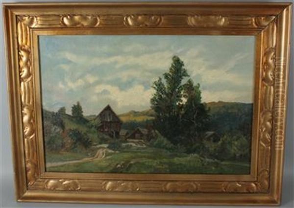 Landschaft Mit Bauernhof Oil Painting by Eduard Manhart