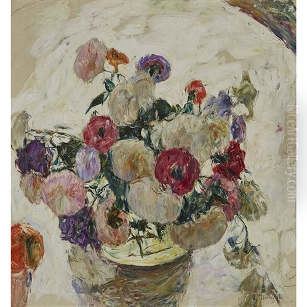 Still Life Of Flowers, 1930 Oil Painting by Abraham Manievich