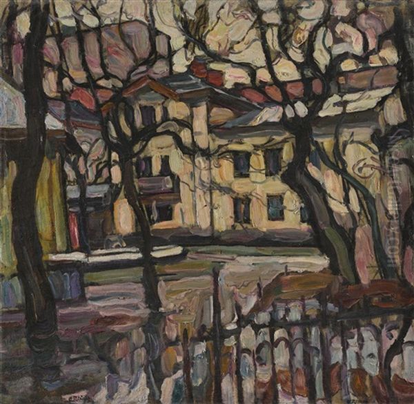 Country House, Outskirts Of Moscow (double-sided) Oil Painting by Abraham Manievich