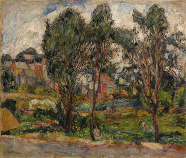 Townscape With Trees Oil Painting by Abraham Manievich