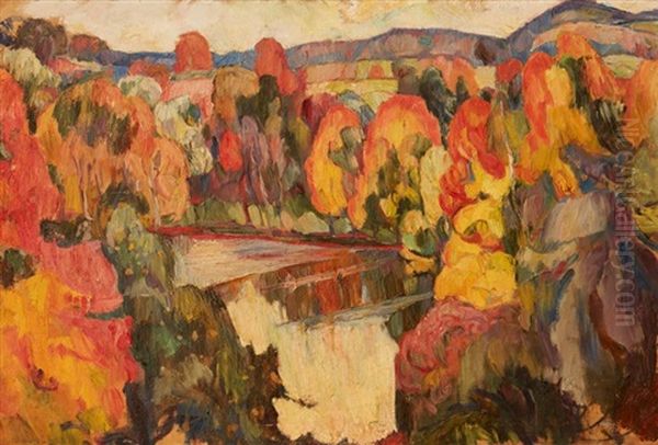 Cascade Oil Painting by Abraham Manievich