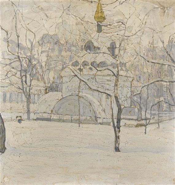 Un Coin De Russie L'hiver Oil Painting by Abraham Manievich