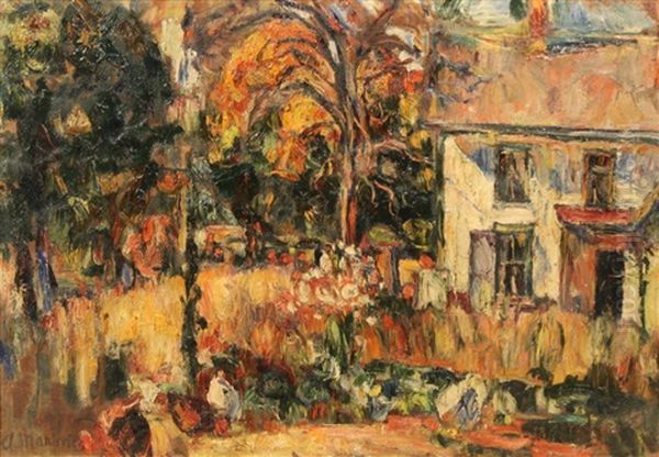 Autumn Day In The Garden (double-sided Painting) Oil Painting by Abraham Manievich