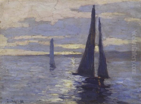 Sailboats Oil Painting by Edward Middleton Manigault