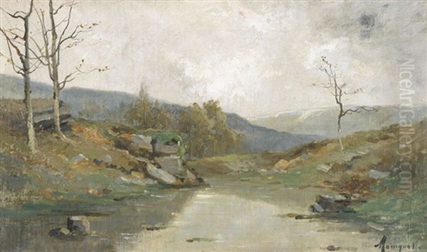 Herbstliche Bachpartie Oil Painting by Augustin Maniquet Barjou