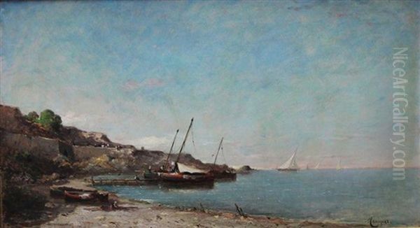 Vue De Port Oil Painting by Marius Maniquet