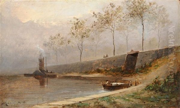 Bord De Canal Oil Painting by Marius Maniquet