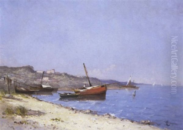 Barques De Peche Pres Du Rivage Oil Painting by Marius Maniquet