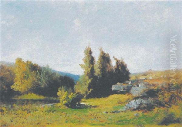 Weiherlandschaft Mit Ziegenhirte Oil Painting by Marius Maniquet