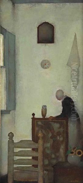 Mother In An Interior Oil Painting by Jan Mankes