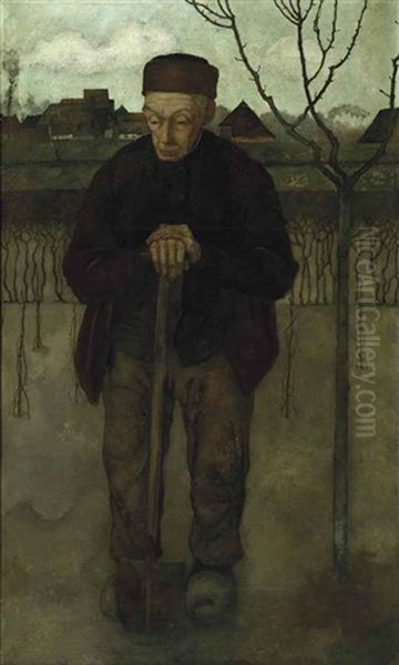 Douwe Met Spade Oil Painting by Jan Mankes