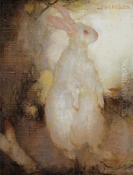 Wit Konijn, Staand (lapin Blanc, Debout) Oil Painting by Jan Mankes