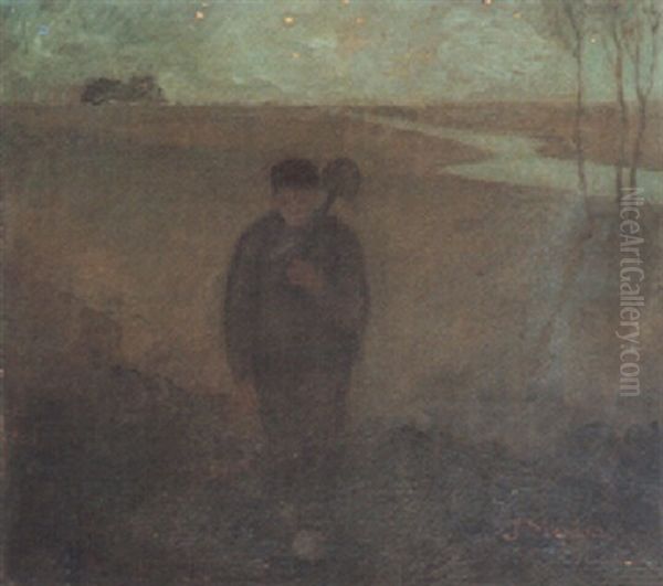 Douwe Met Spade Oil Painting by Jan Mankes