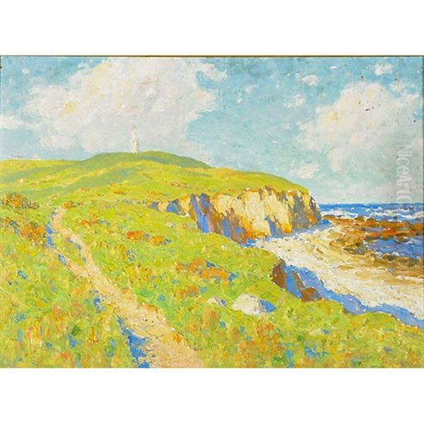 Cliffs Near Montauk, L.i Oil Painting by Thomas R. Manley