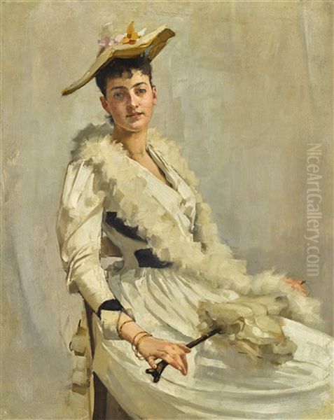 Portrait Of Mademoiselle B Oil Painting by Alexander Mann