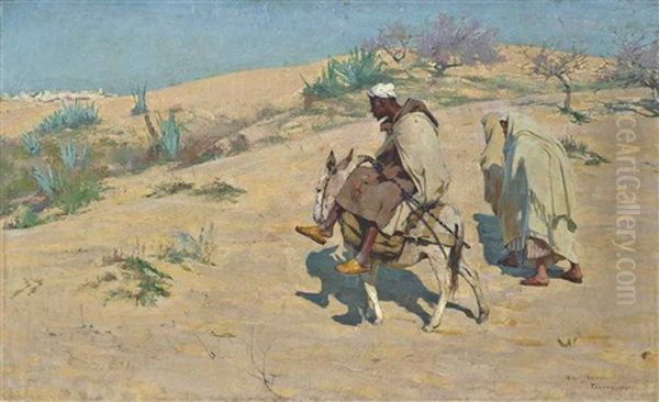 Crossing The Desert, Outside Tangier Oil Painting by Alexander Mann