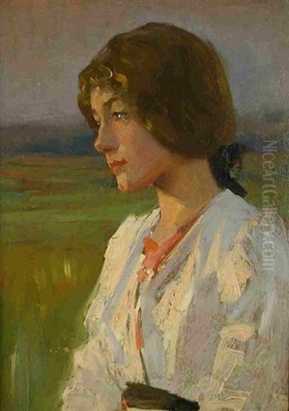 Portrait Of A Girl At Dusk Oil Painting by Alexander Mann