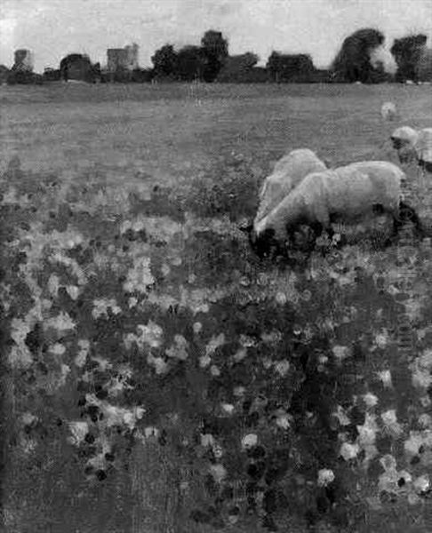 A Field Of Clover Oil Painting by Alexander Mann