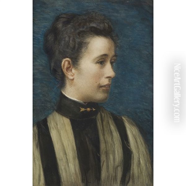 Portrait Of Miss Isla Martin With An Arrow Brooch Oil Painting by Harrington Mann