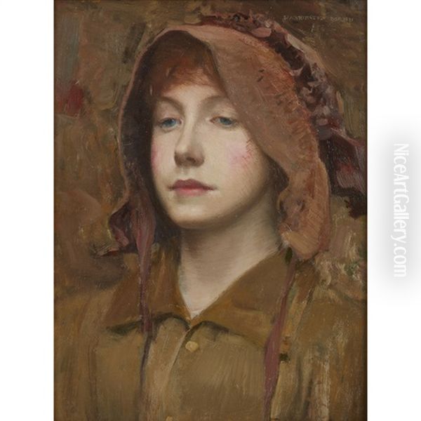 Girl's Head Oil Painting by Harrington Mann