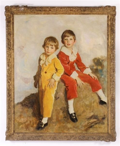 Two Children Oil Painting by Harrington Mann