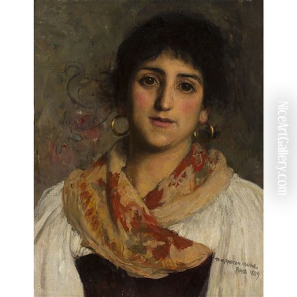 Italian Girl Oil Painting by Harrington Mann