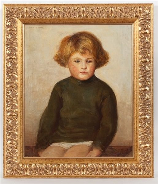 Portrait Of A Young Girl In Green Oil Painting by Harrington Mann