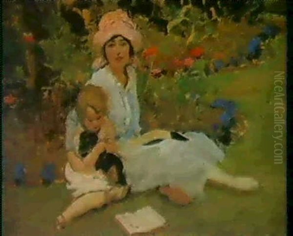 Cathleen And Annabel Oil Painting by Harrington Mann