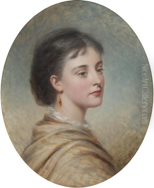 Portrait Of A Young Lady Oil Painting by Joshua Hargrave Sams Mann