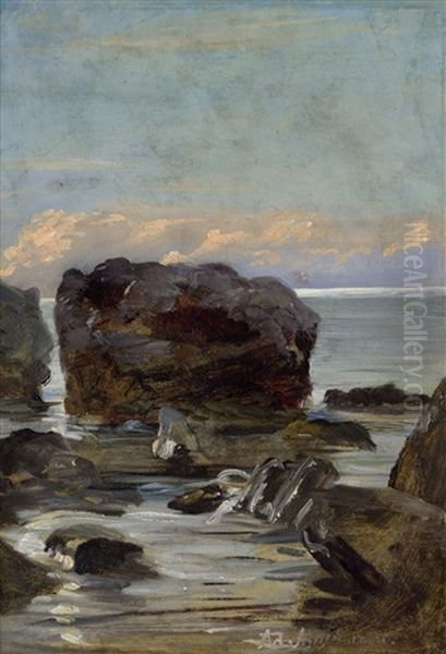 Felsen An Der Kuste Bei Capri Oil Painting by Adolf Mannchen