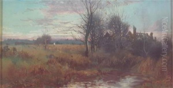 The Stream At Dusk (2 Works) Oil Painting by William Manners