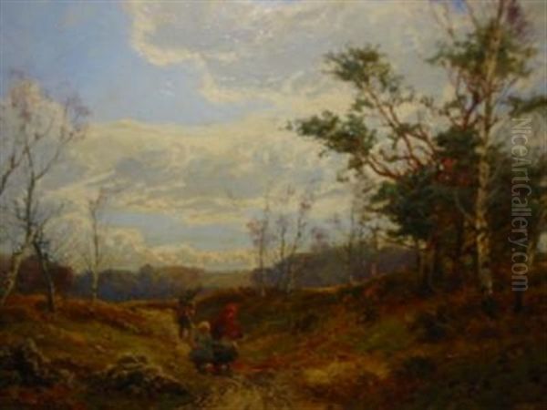 Autumnal Scene With Faggott Gatherers Oil Painting by William Manners