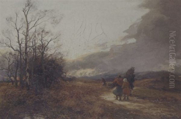 Faggot Gatherers On A Country Lane by William Manners