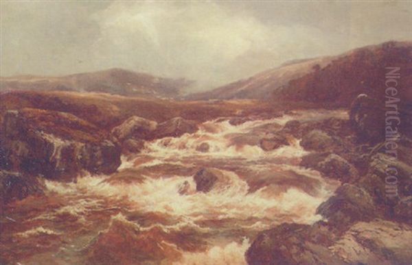 A Moorland Rapid Oil Painting by William Manners