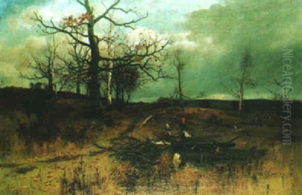 Gathering Wood Oil Painting by William Manners