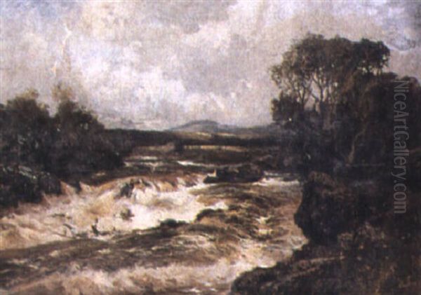 A River Torrent Oil Painting by William Manners